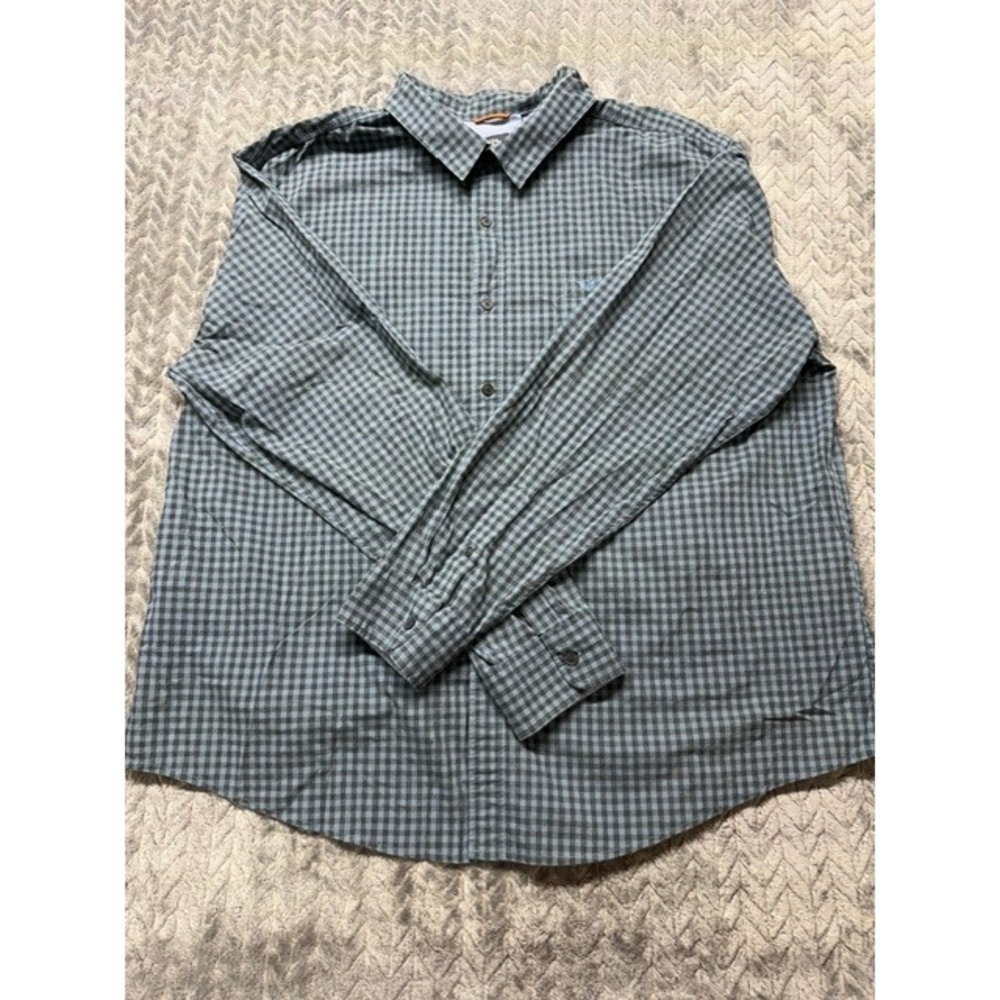 Dockers Supreme Flex Mens XXL Gingham Check Button Down Shirt Blue Charcoal 0675